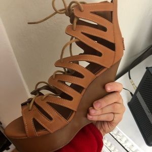 Lace up wedges